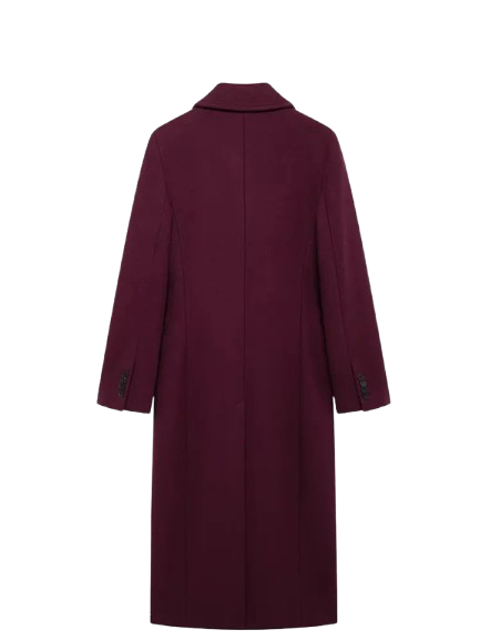 TRAFZA Women's Burgundy Wool Blend Coat Velt UK | SALE