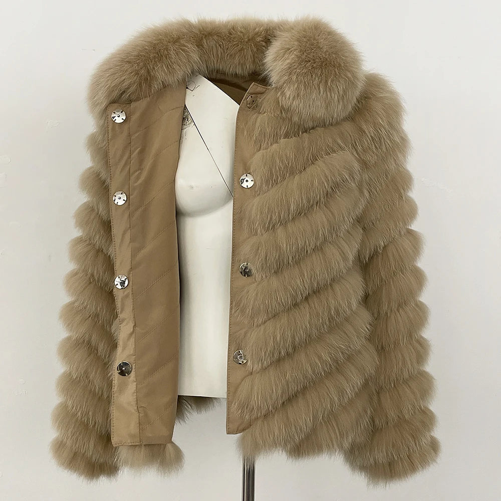 MENINA 2025 New Winter Clothing Women Natural Fox Fur Jacket Fashion Warm Real Fur Coat Long Sleeve Luxury Style Streetwear Lady Velt UK | SALE