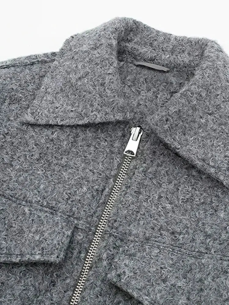 TRZA Women Fashion Patch Pockets With Flaps Cropped Jacket Coat Vintage Long Sleeve Front Zipper Female Outerwear Chic Tops Velt UK | SALE