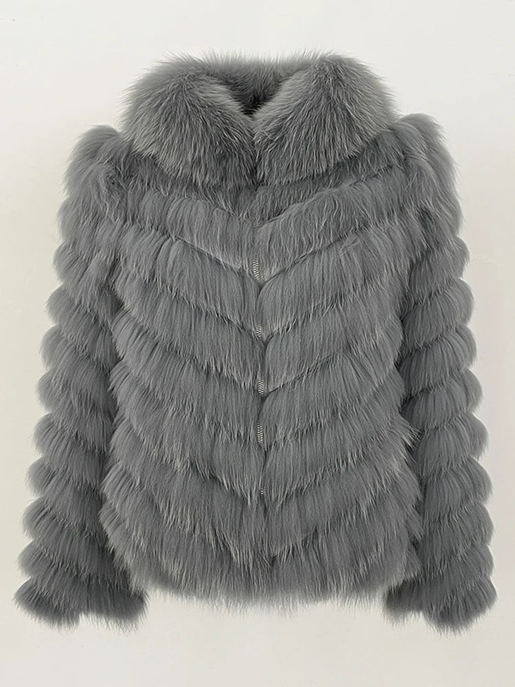 MENINA 2025 New Winter Clothing Women Natural Fox Fur Jacket Fashion Warm Real Fur Coat Long Sleeve Luxury Style Streetwear Lady Velt UK | SALE