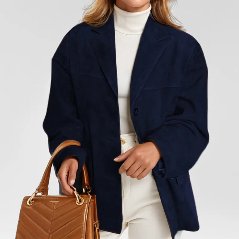 2024 Autumn Winter Woomen Suede Jacket With Lapel Woman Casual Single Breasted Pocket Long Sleeve Short Coat Street Overcoat Velt UK | SALE