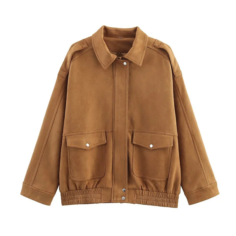 MUJER 2025 Bomber Jackets for Women Outerwears Suede Jacket Women Streetwear Holiday Women Coats Zipper New in Coats and Jackets Velt UK | SALE