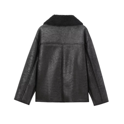 UNIZERA Pocket Decor Single breasted Warm Coat Autumn/Winter Fleece Collar Long Sleeve Women's Jacket Coat Velt UK | SALE