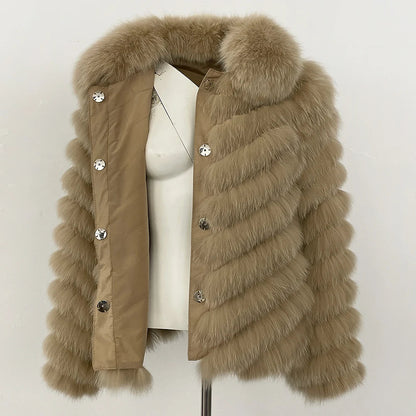 MENINA 2025 New Winter Clothing Women Natural Fox Fur Jacket Fashion Warm Real Fur Coat Long Sleeve Luxury Style Streetwear Lady Velt UK | SALE