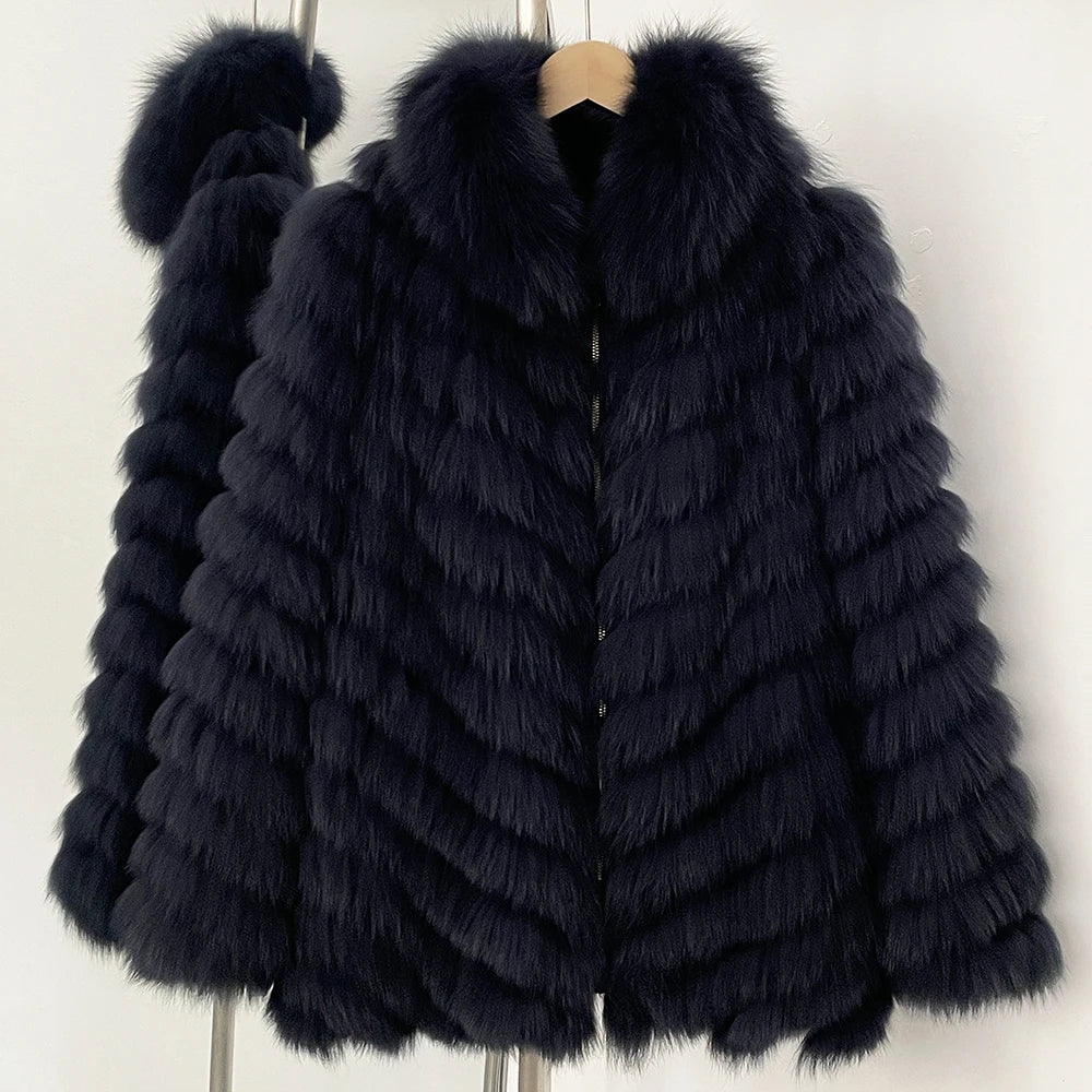 MENINA 2025 New Winter Clothing Women Natural Fox Fur Jacket Fashion Warm Real Fur Coat Long Sleeve Luxury Style Streetwear Lady Velt UK | SALE