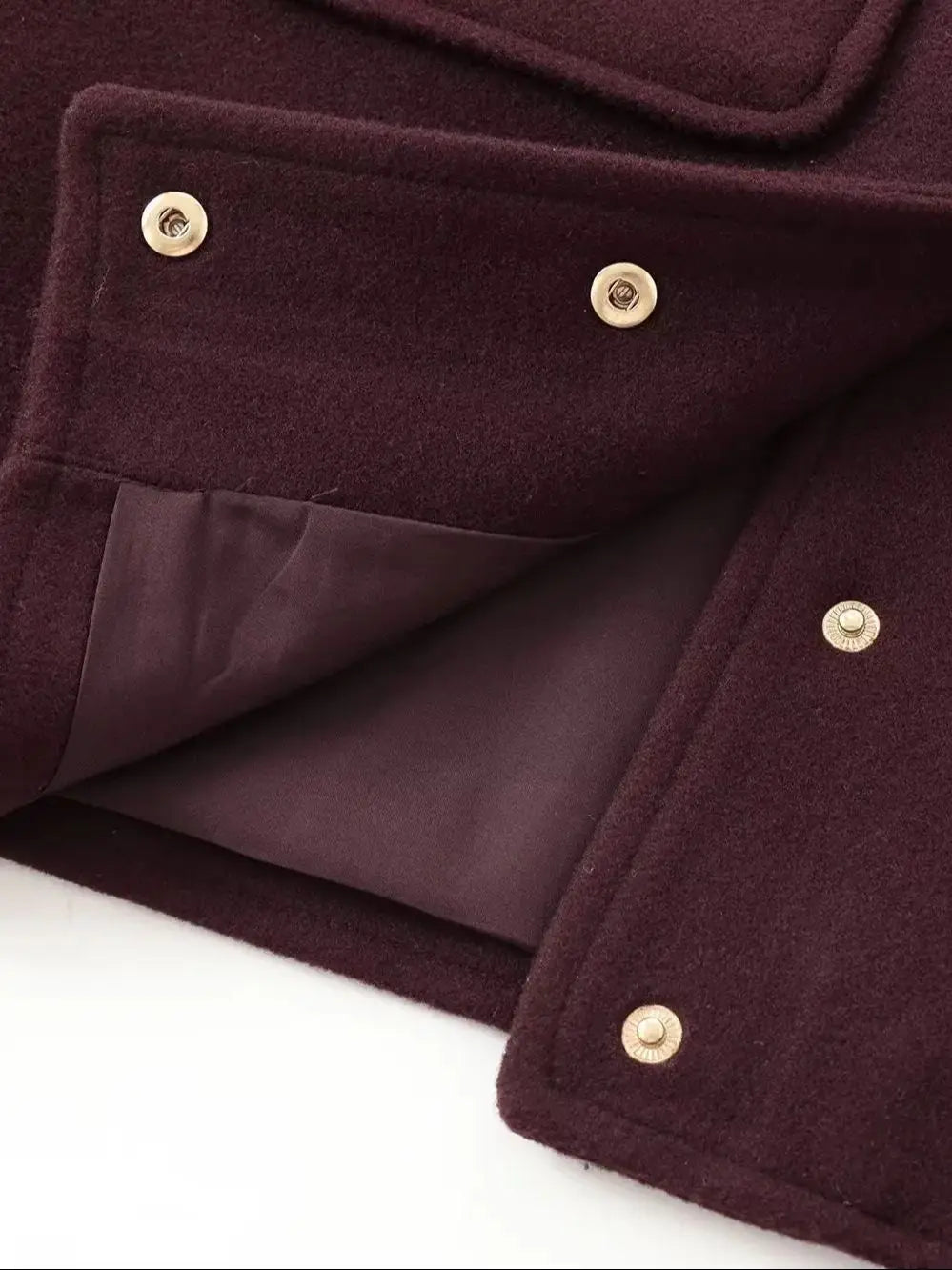 Women's Spring Autumn Vintage Wine Red Tweed Cropped Woolen Blends Jackets Female Elegant Buttons Pockets Streetwear Short Coats Velt UK | SALE