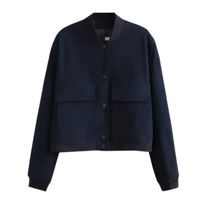 EAEOVNI Women's Cropped Bomber Jacket – Buttoned Streetwear Style AW24 Velt UK | SALE