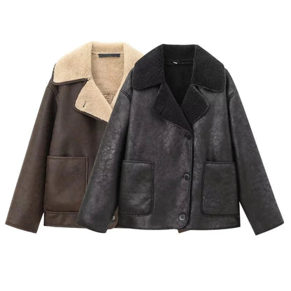 UNIZERA Pocket Decor Single breasted Warm Coat Autumn/Winter Fleece Collar Long Sleeve Women's Jacket Coat Velt UK | SALE