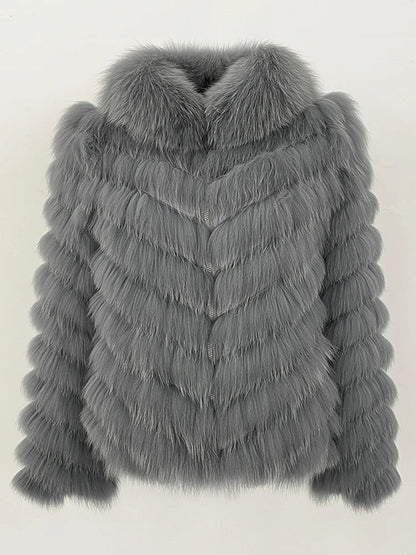 MENINA 2025 New Winter Clothing Women Natural Fox Fur Jacket Fashion Warm Real Fur Coat Long Sleeve Luxury Style Streetwear Lady Velt UK | SALE