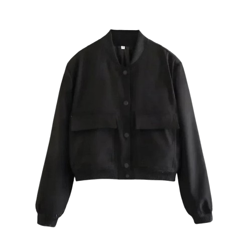EAEOVNI Women's Cropped Bomber Jacket – Buttoned Streetwear Style AW24 Velt UK | SALE