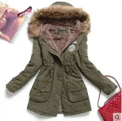 Hooded Wadded Coat Slim Parka Cotton-Padded Jacket Overcoat Winter Women Jacket Medium-Long Thicken Outwear Velt UK | SALE