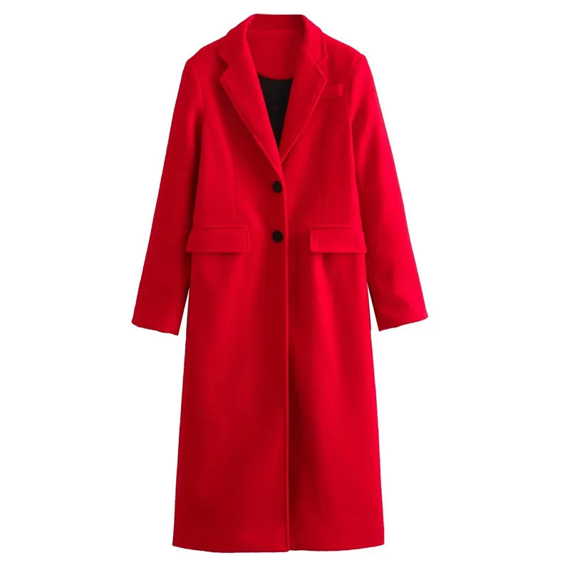 TRAF Winter Coats Woman 2024 Red Long Coats For Women Autumn Faux Wool Coat Casual Long Sleeve Coat Elegant Women's Overcoat Velt UK | SALE