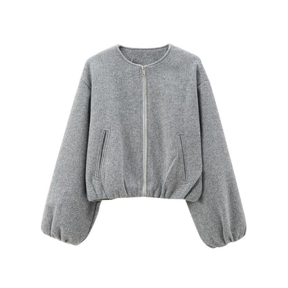 MUJER Black Bomber Jackets for Women Zipper Varsity Jackets Women Soft Cropped Jackets Woman 2025 Long Sleeve Winter Coat Female Velt UK | SALE