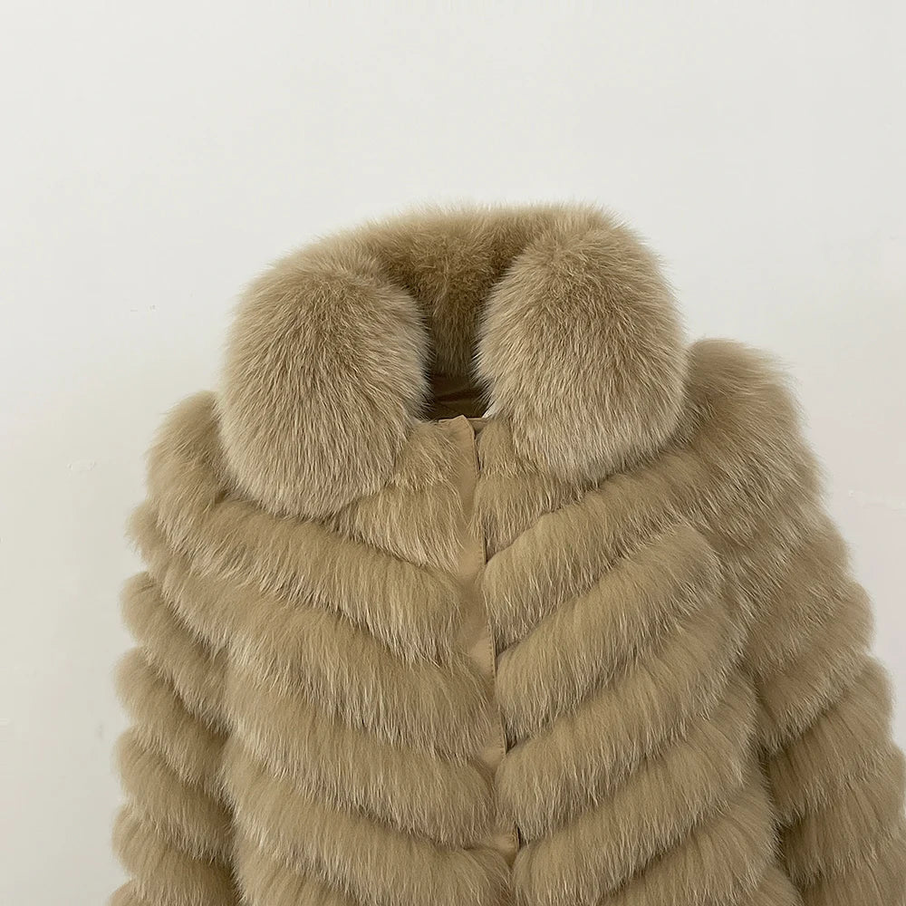 MENINA 2025 New Winter Clothing Women Natural Fox Fur Jacket Fashion Warm Real Fur Coat Long Sleeve Luxury Style Streetwear Lady Velt UK | SALE