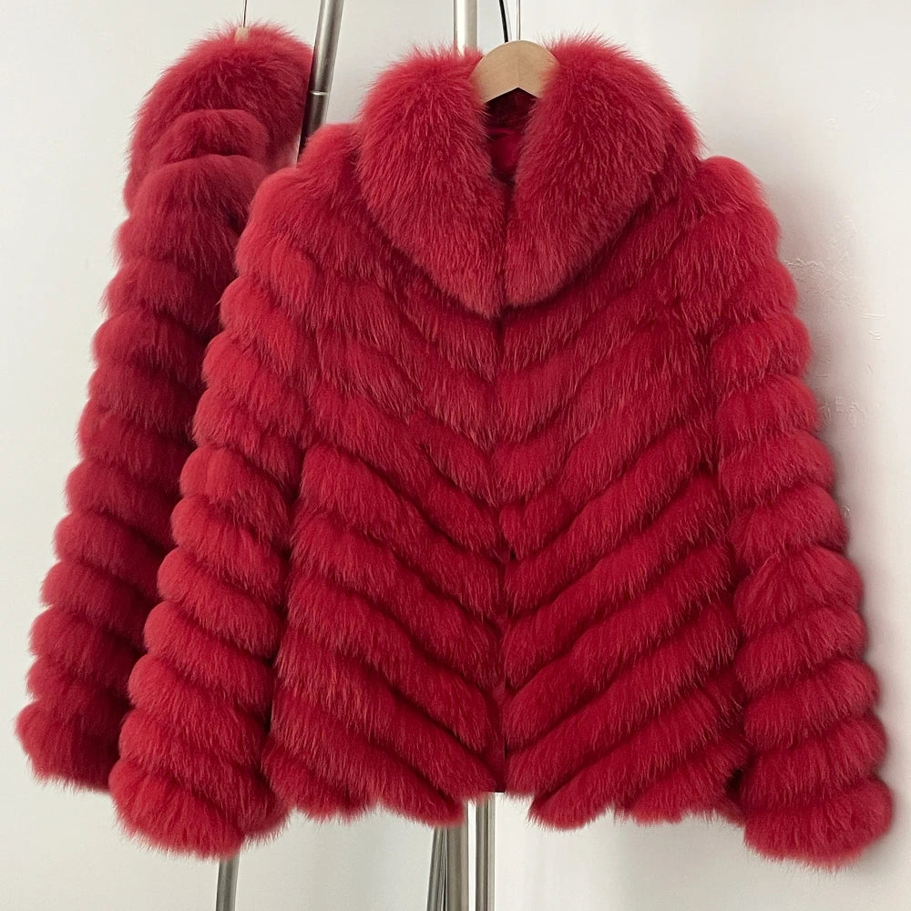 MENINA 2025 New Winter Clothing Women Natural Fox Fur Jacket Fashion Warm Real Fur Coat Long Sleeve Luxury Style Streetwear Lady Velt UK | SALE