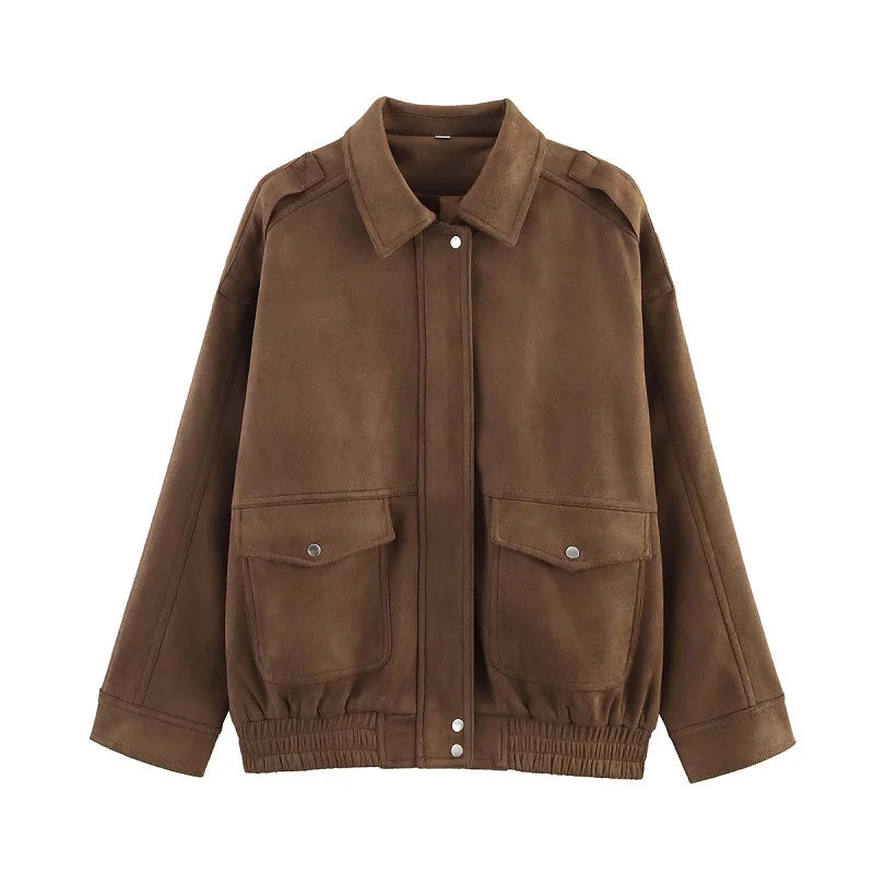 MUJER 2025 Bomber Jackets for Women Outerwears Suede Jacket Women Streetwear Holiday Women Coats Zipper New in Coats and Jackets Velt UK | SALE