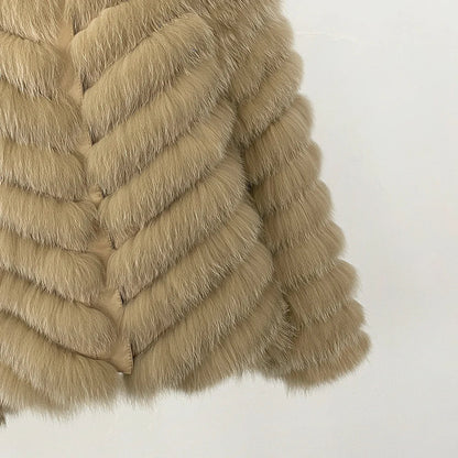 MENINA 2025 New Winter Clothing Women Natural Fox Fur Jacket Fashion Warm Real Fur Coat Long Sleeve Luxury Style Streetwear Lady Velt UK | SALE