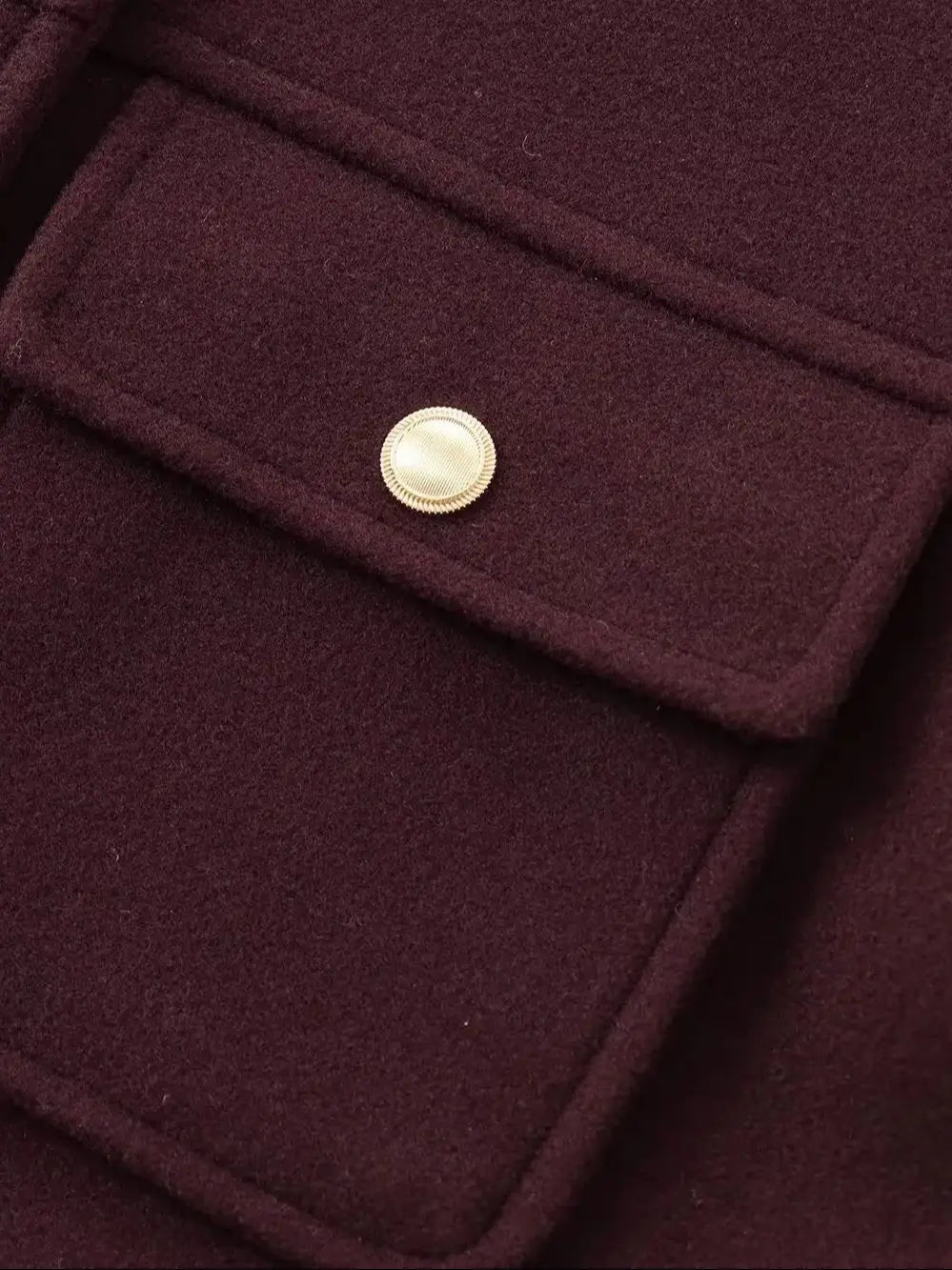 Women's Spring Autumn Vintage Wine Red Tweed Cropped Woolen Blends Jackets Female Elegant Buttons Pockets Streetwear Short Coats Velt UK | SALE
