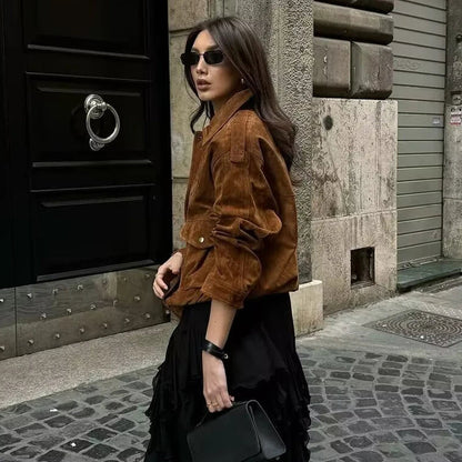 MUJER 2025 Bomber Jackets for Women Outerwears Suede Jacket Women Streetwear Holiday Women Coats Zipper New in Coats and Jackets Velt UK | SALE