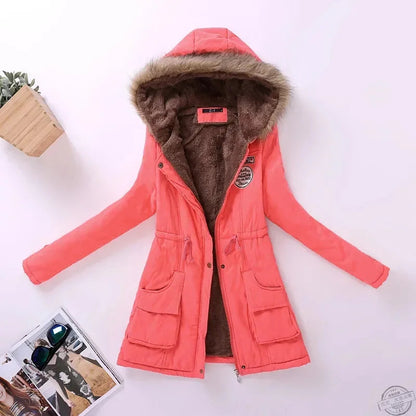 Hooded Wadded Coat Slim Parka Cotton-Padded Jacket Overcoat Winter Women Jacket Medium-Long Thicken Outwear Velt UK | SALE