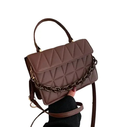 Chic Plaid Crossbody Bag with Chain Accent - Velt UK | SALE