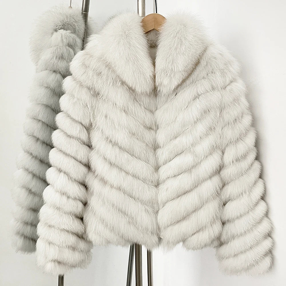 MENINA 2025 New Winter Clothing Women Natural Fox Fur Jacket Fashion Warm Real Fur Coat Long Sleeve Luxury Style Streetwear Lady Velt UK | SALE