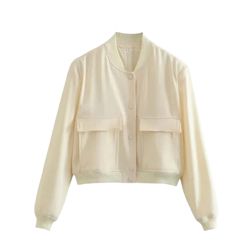 EAEOVNI Women's Cropped Bomber Jacket – Buttoned Streetwear Style AW24 Velt UK | SALE