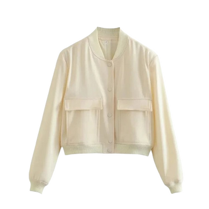 EAEOVNI Women's Cropped Bomber Jacket – Buttoned Streetwear Style AW24 Velt UK | SALE