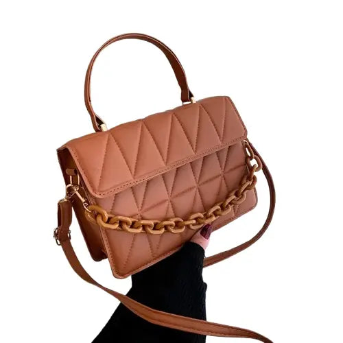 Chic Plaid Crossbody Bag with Chain Accent - Velt UK | SALE