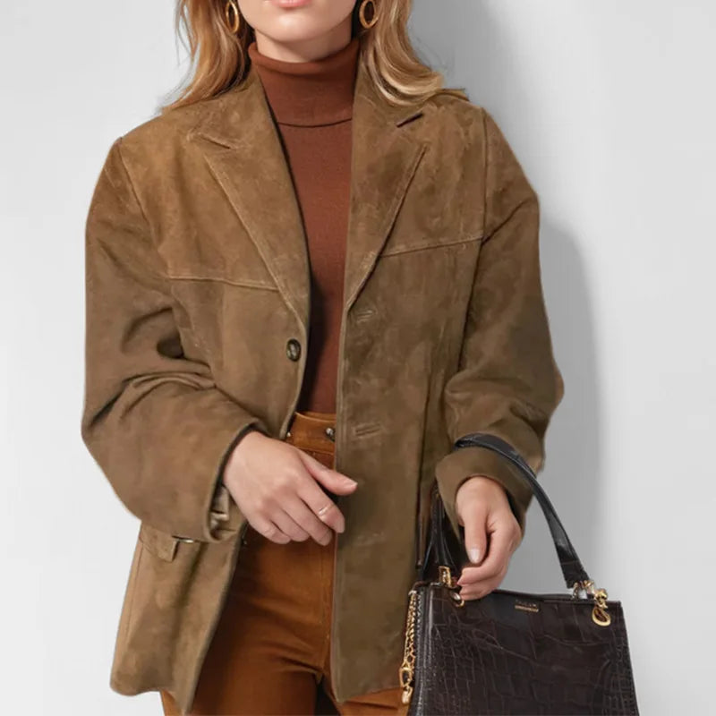 2024 Autumn Winter Woomen Suede Jacket With Lapel Woman Casual Single Breasted Pocket Long Sleeve Short Coat Street Overcoat Velt UK | SALE
