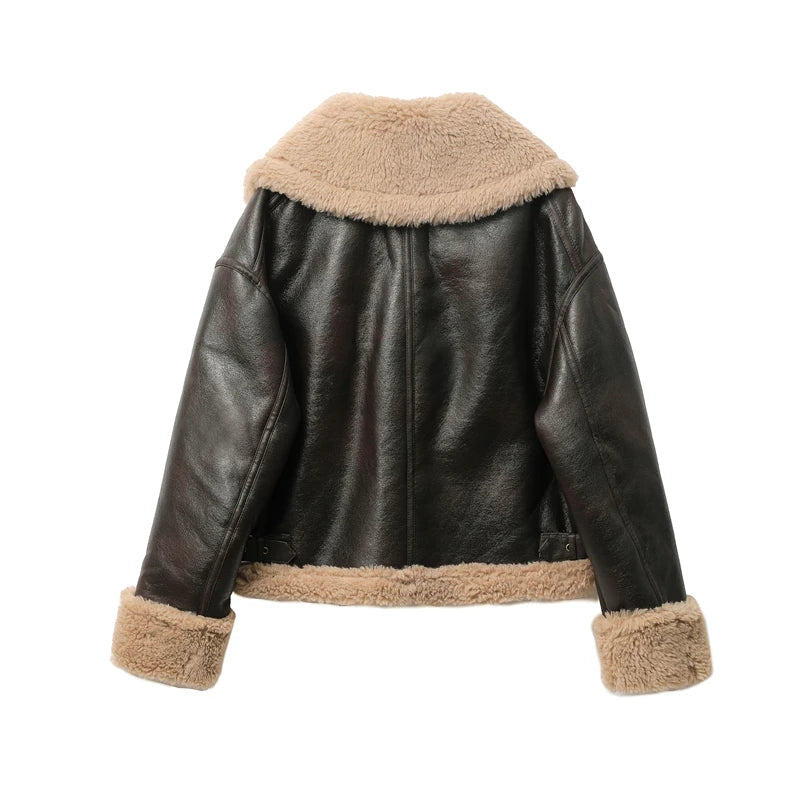 RARF Autumn winter new women's thickened warm double-sided short jacket Women's brown coat Velt UK | SALE