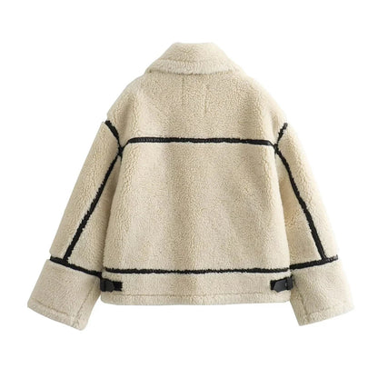2024 RARF Autumn New Women's European and American Style Artificial Fur Effect Motorcycle Jacket Coat with Fur Integration Velt UK | SALE