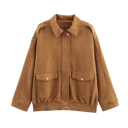 MUJER 2025 Bomber Jackets for Women Outerwears Suede Jacket Women Streetwear Holiday Women Coats Zipper New in Coats and Jackets Velt UK | SALE