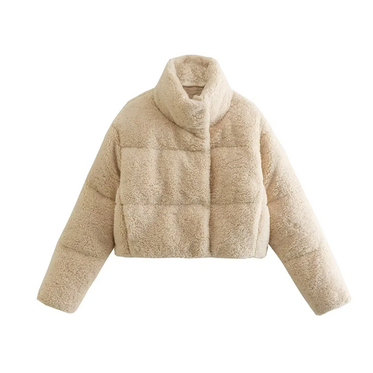 PB&ZA2023 Autumn and Winter New Women's Lamb Wool Short Cotton Coat Standing Collar Thickened Warm Bread Coat Cotton Coat Velt UK | SALE