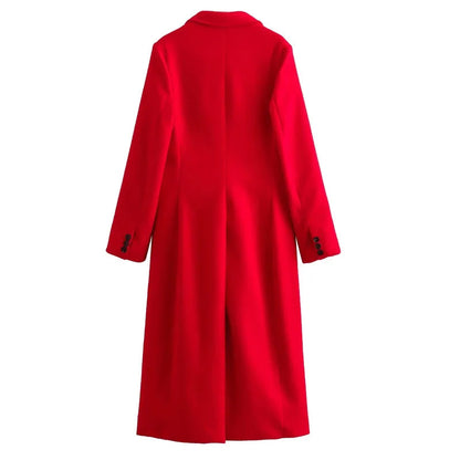TRAF Winter Coats Woman 2024 Red Long Coats For Women Autumn Faux Wool Coat Casual Long Sleeve Coat Elegant Women's Overcoat Velt UK | SALE