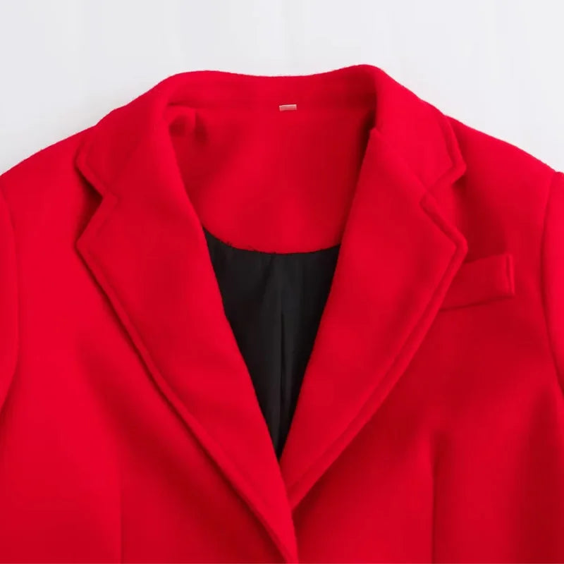 TRAF Winter Coats Woman 2024 Red Long Coats For Women Autumn Faux Wool Coat Casual Long Sleeve Coat Elegant Women's Overcoat Velt UK | SALE
