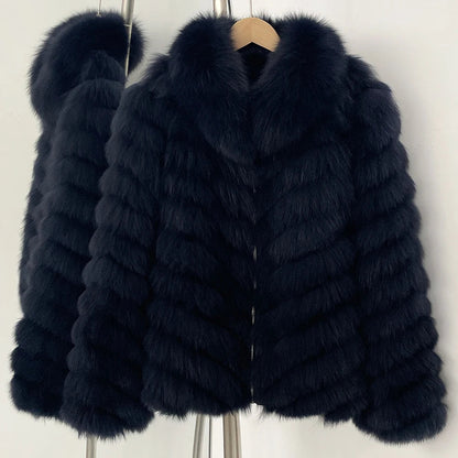 MENINA 2025 New Winter Clothing Women Natural Fox Fur Jacket Fashion Warm Real Fur Coat Long Sleeve Luxury Style Streetwear Lady Velt UK | SALE