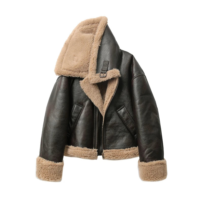 RARF Autumn winter new women's thickened warm double-sided short jacket Women's brown coat Velt UK | SALE