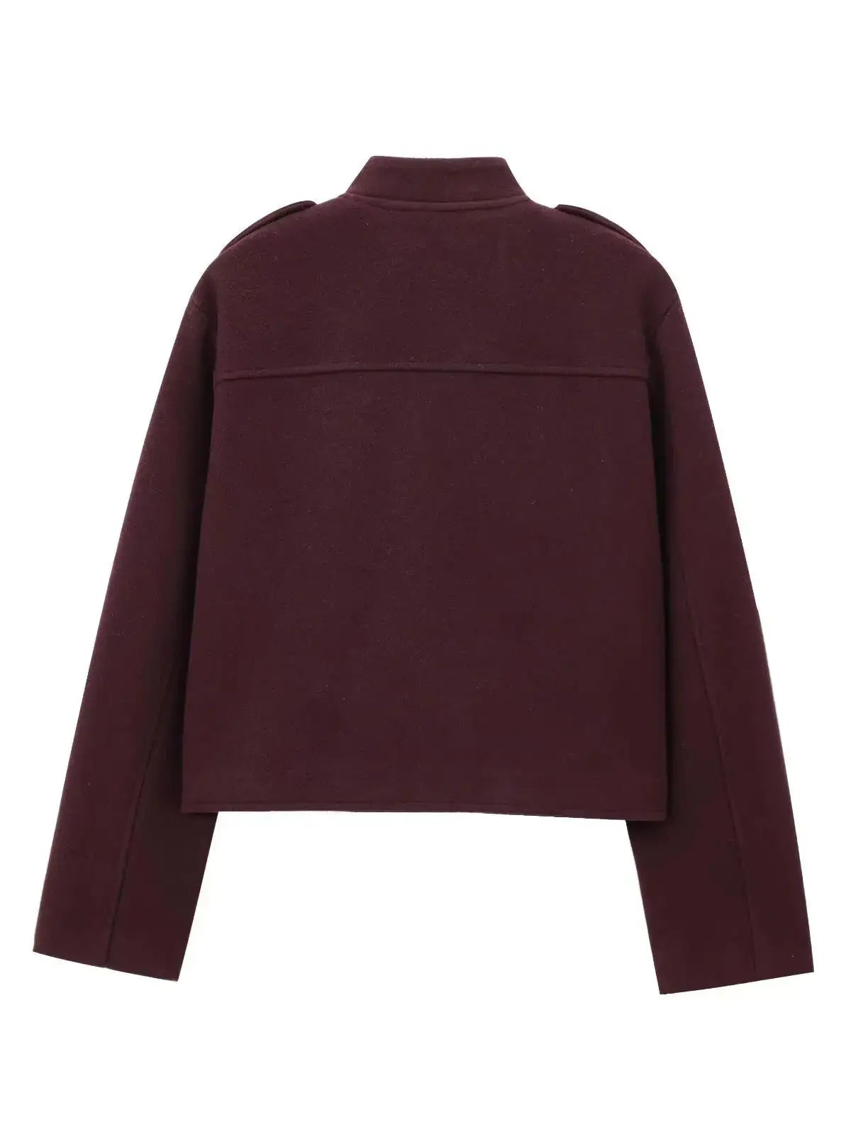 Women's Spring Autumn Vintage Wine Red Tweed Cropped Woolen Blends Jackets Female Elegant Buttons Pockets Streetwear Short Coats Velt UK | SALE
